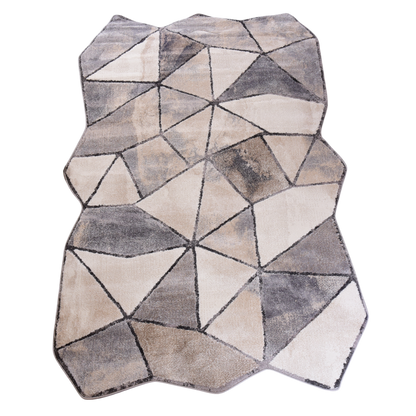 Grey/Cream Shaped Carpet