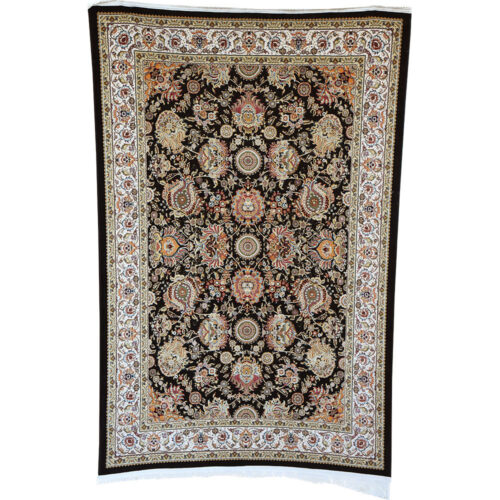 Navy & Cream Abrisham Traditional Carpet - Image 2