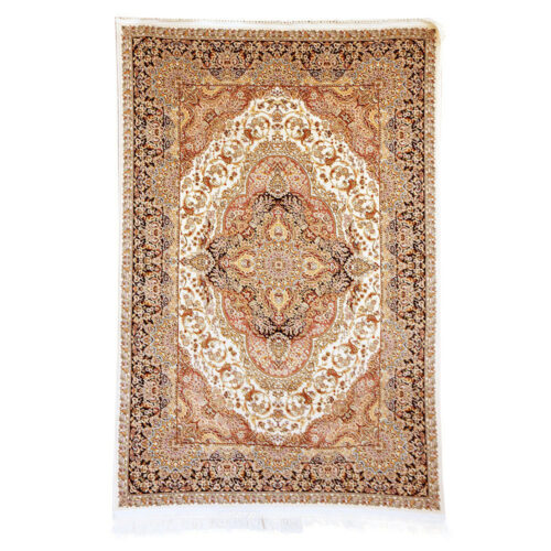 Cream & Navy Abrisham Traditional Carpet - Image 5