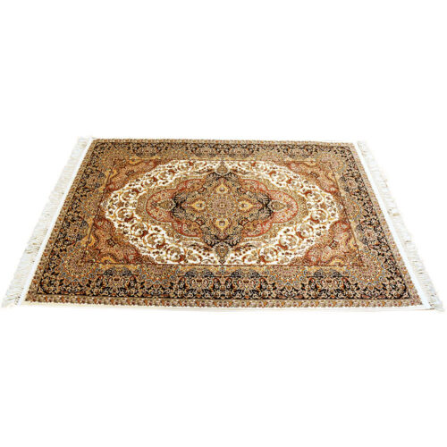 Cream & Navy Abrisham Traditional Carpet - Image 2