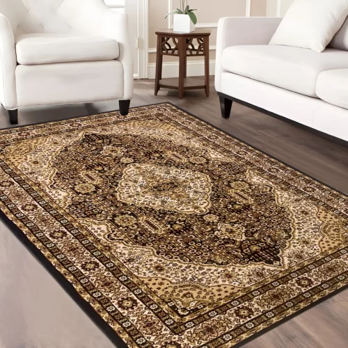 Navy & Cream Babil Traditional Carpet